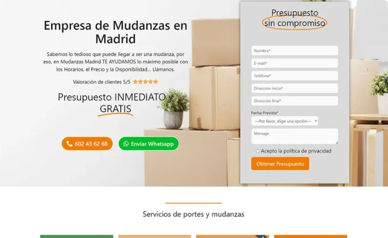 Portada del proyecto: empresa de mudanzas